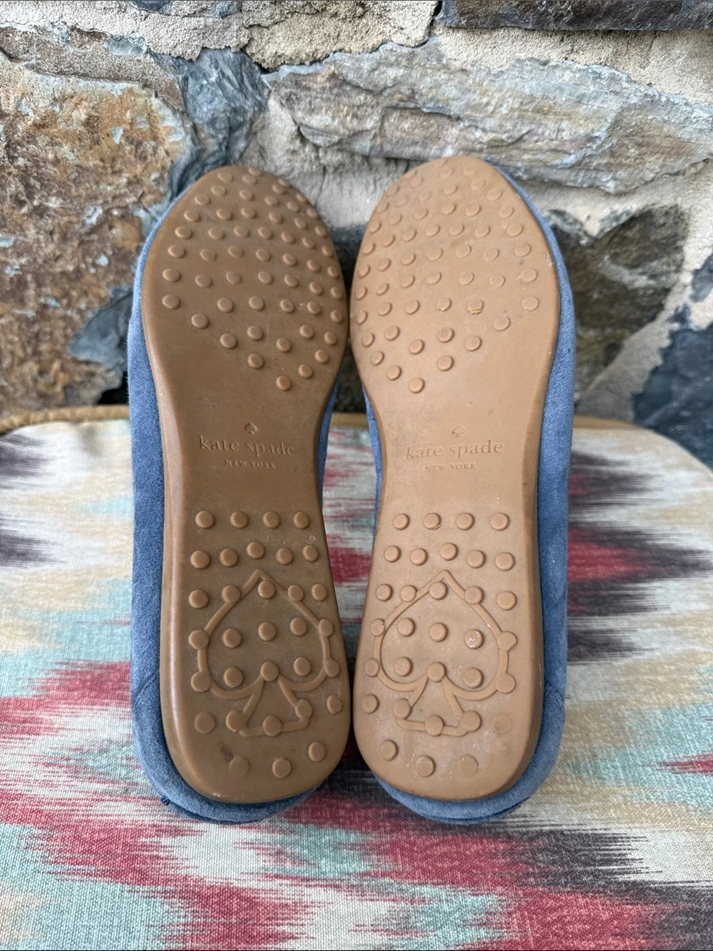 Kate Spade 'Carmen' Suede Moccasin Loafers in Blue with Gold Accent Size 8.5